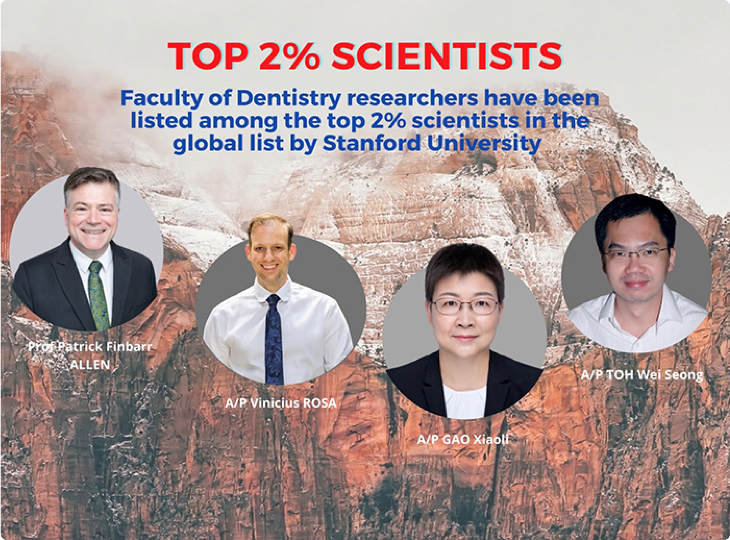 Four NUS Dentistry researchers ranked in world’s top 2% most-cited by Stanford University