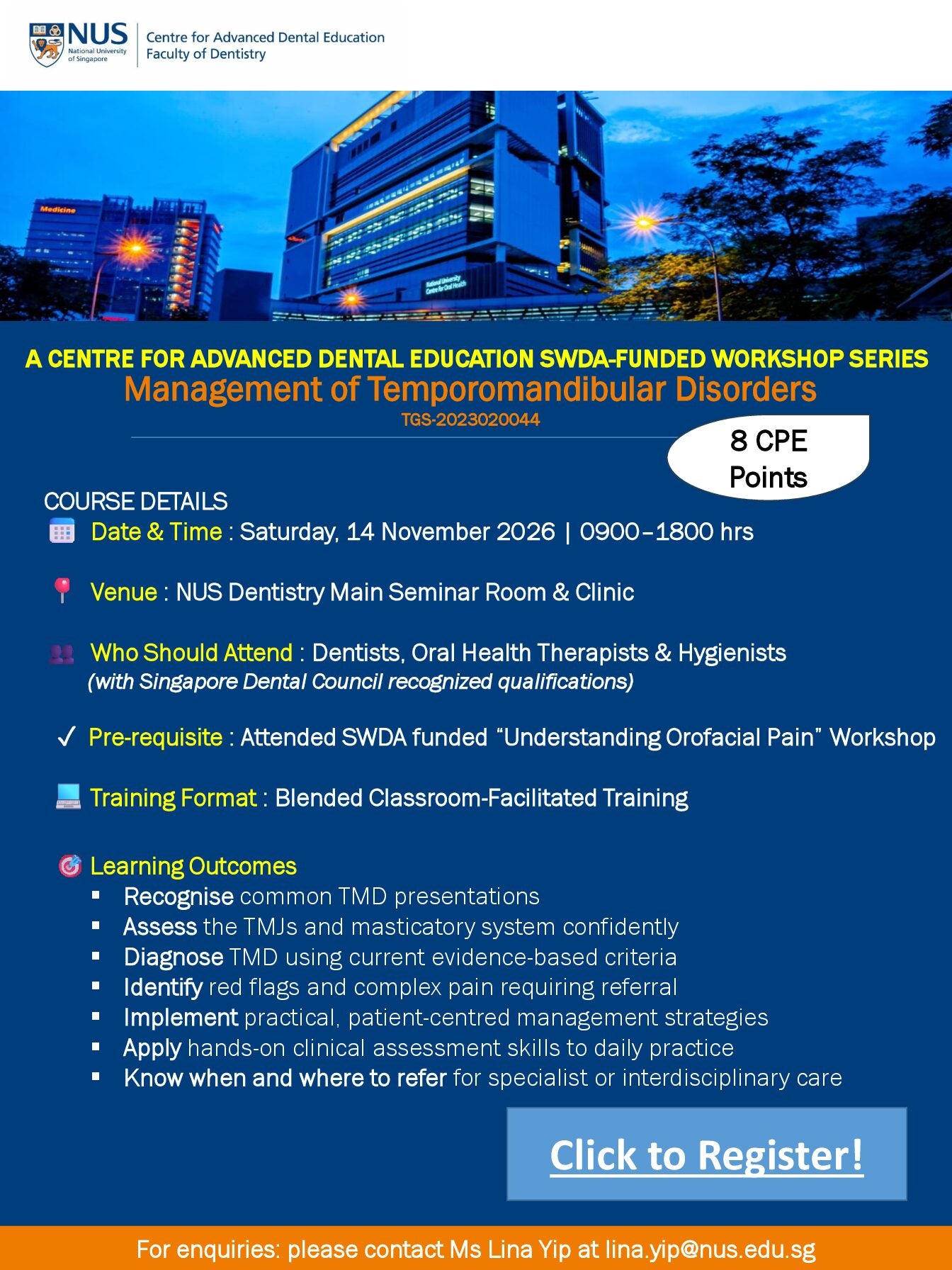 [SSG] Management of Temporomandibular Disorders (2nd run)
